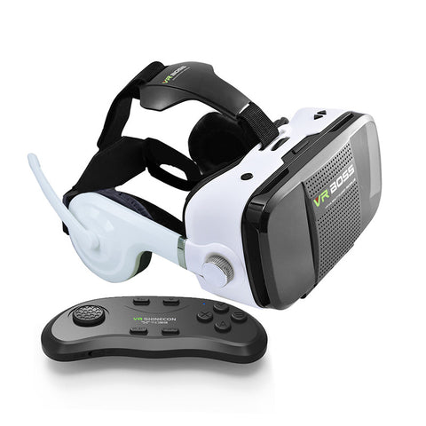 Virtual Reality Glasses w/ Headset+Mic and Bluetooth Gamepad