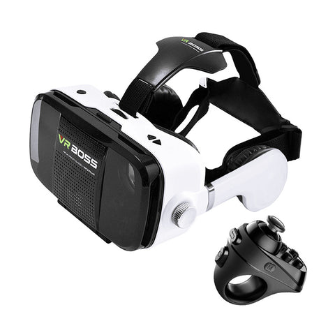 Virtual Reality Glasses w/ Headset+Mic and Bluetooth Gamepad