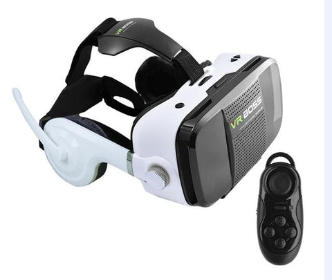 Virtual Reality Glasses w/ Headset+Mic and Bluetooth Gamepad