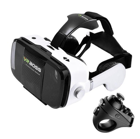 Virtual Reality Glasses w/ Headset+Mic and Bluetooth Gamepad